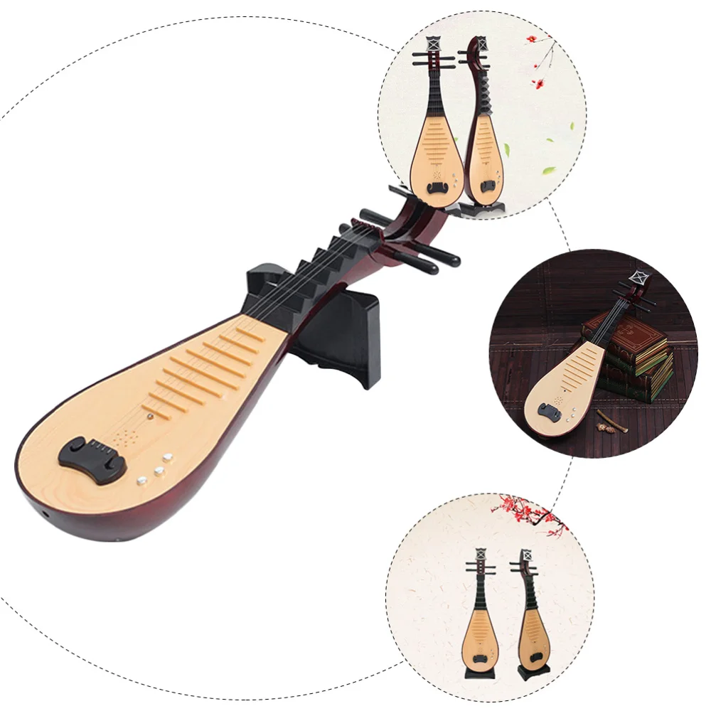 

1pc Chinese Lute Model Vintage Style Simulation Instrument Prop Random Style
