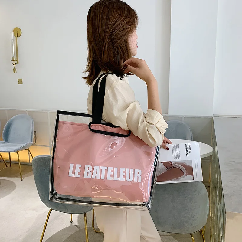 Летняя Прозрачная женская сумка 2019 новая Корейская стильная Большая