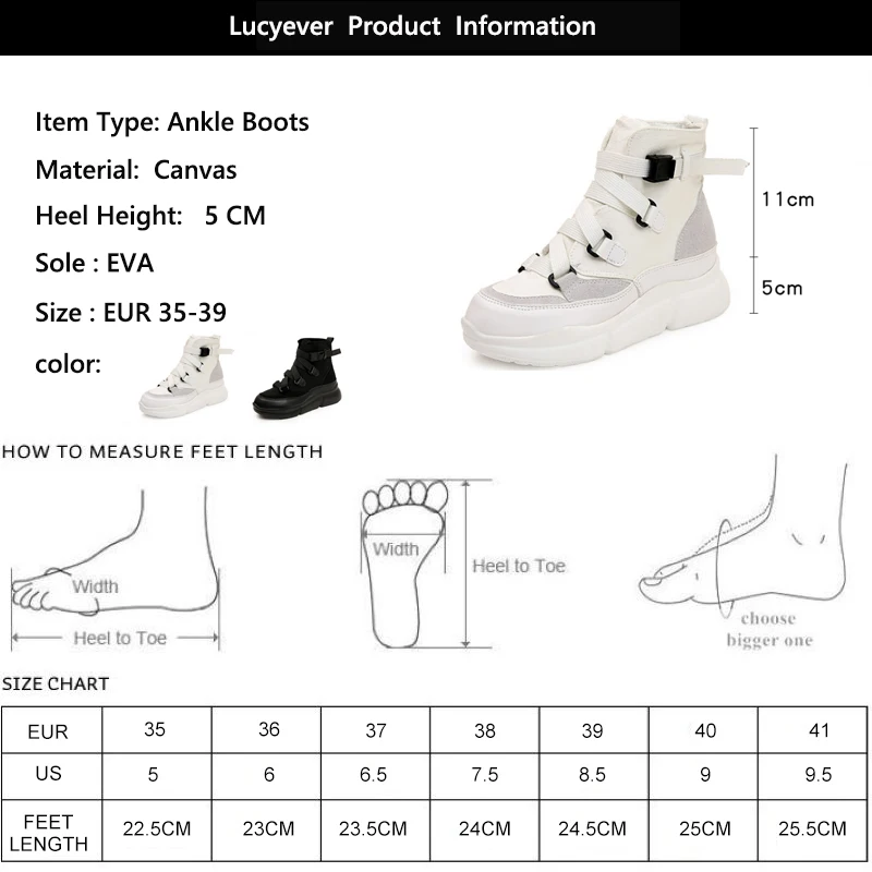 Женские парусиновые ботинки Lucyever с пряжкой на платформе закругленным носком