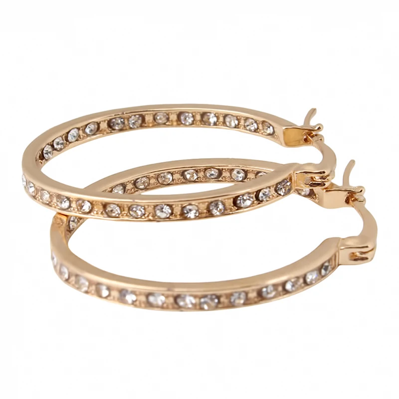Fashion Earrings For Women Trendy Round Ear Cuff Gold And Silver Plated Rhinestone Clip | Украшения и аксессуары