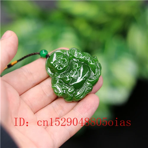 Натуральный зеленый китайский нефрит подвеска Maitreya ожерелье Шарм Jadeite ювелирные