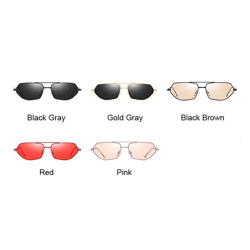 

FOOSCK Square Women Sunglasses Alloy Metal Small Double Bridge Men Vintage Shades Red Yellow Female Sexy Sun Glasses