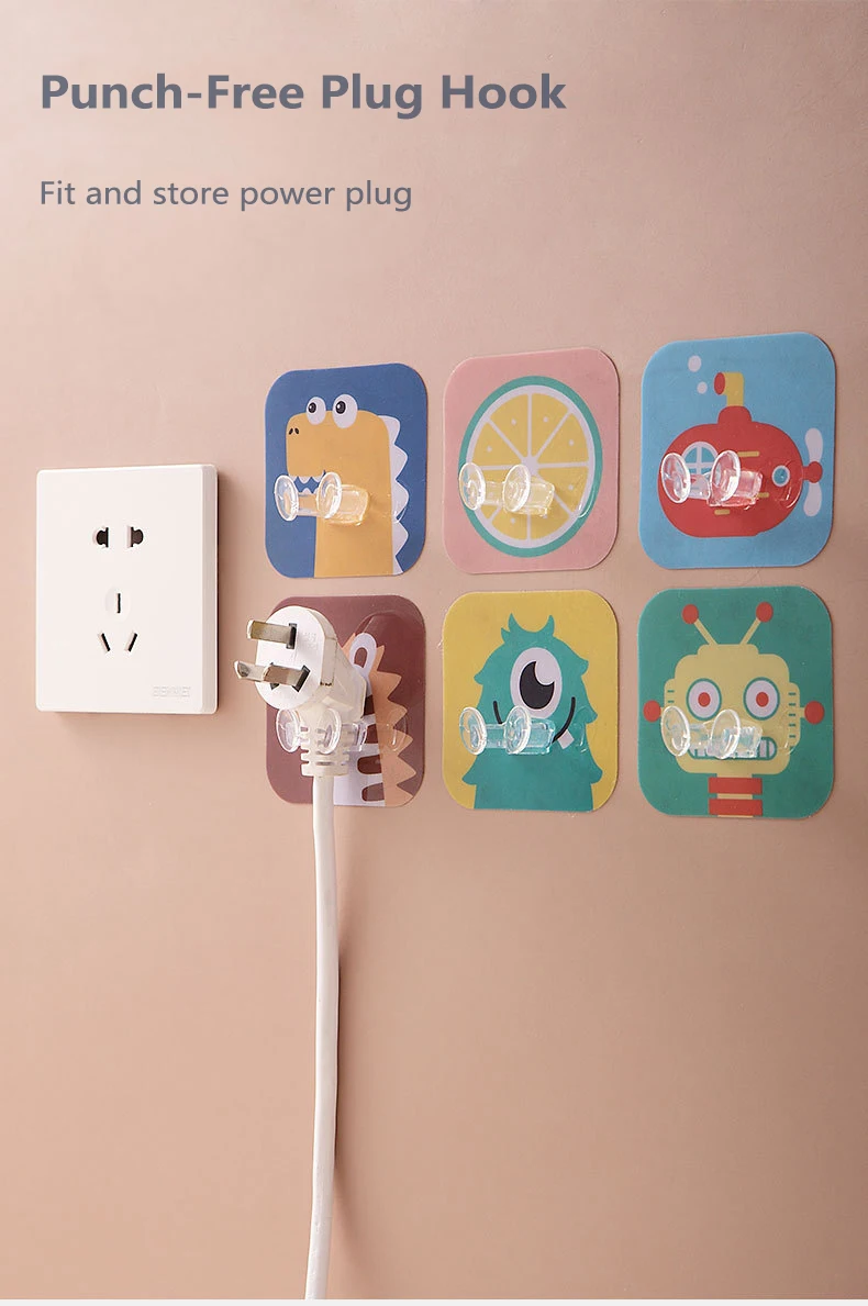 Многофункциональный настенный крючок без отверстий с мультяшными животными