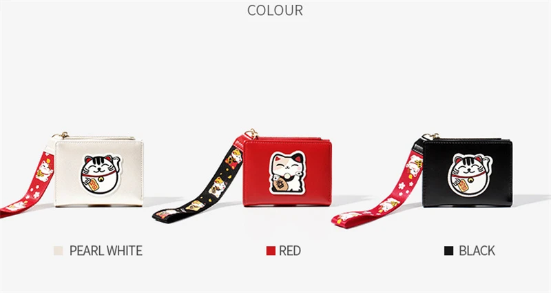 Женский кошелек Lucky Cat, милая сумка с персонажем мультфильма для девочек, мини-кошельки, тонкие женские кошельки, женский клатч кошелек для монет, маленькая сумка для кредитных карт