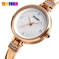 skmei elegant fashion women quartz watch rhinestone inlay slim female wristwatches waterproof lady girls clock reloj mujer 1409