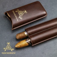 new montecristo cow leather 2 cigar travel carrying case smoking pipe humidor box bag fit for cohiba cigars ce 010