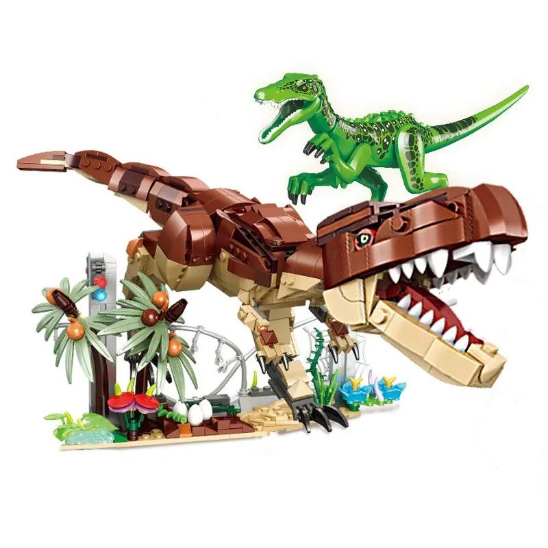 

Jurassic Dinosaurs Tyrannosaurus Rex Wyvern Velociraptor Building Blocks Toys For Children Locking Dinosaurs Park