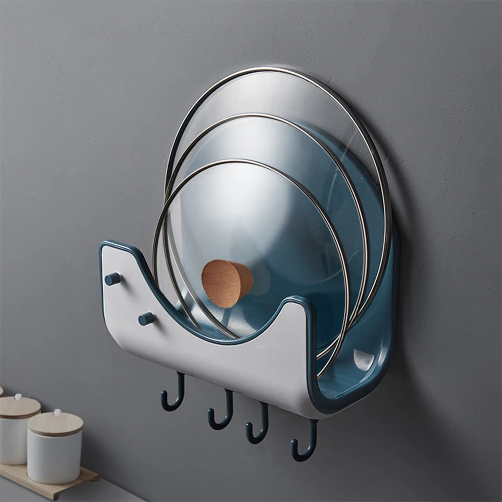 

Multifunctional Plastic Pot Lid Holder Wall-Mounted Cutting Board Racks Holder Storage Shelf Kitchen Organizer Storage Rack