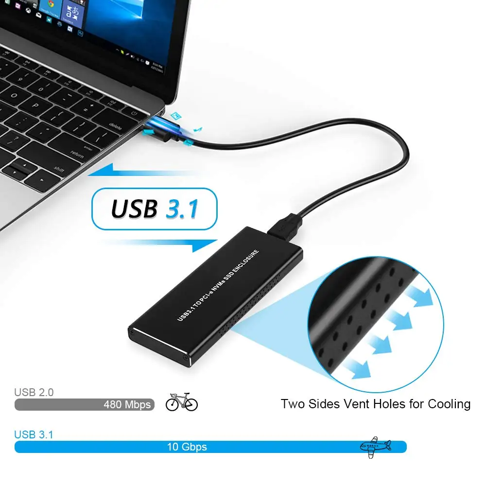 Onvian M.2 Накопитель SSD с протоколом NVMe корпус USB 3 1 к PCI Express type C адаптер 10 Гбит/с Gen 2