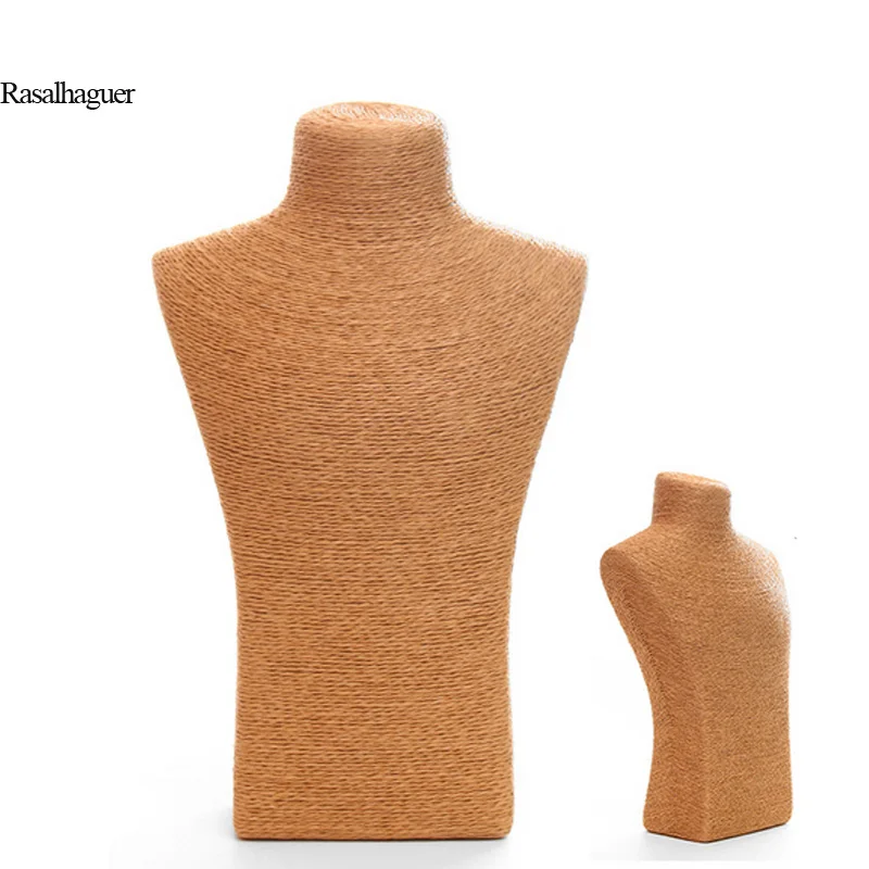 High Quality S/M/L Hemp Rope PVC Jewelry Pendants Woman Rope Mannequin Necklaces Bust Stand Bust Jewelry Display  Shelf Holder
