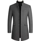 2021 шерстяные пальто, мужские зимние куртки, приталенные мужские модные шерстяные куртки на пуговицах с воротником-стойкой, верхняя одежда, куртки, тренчи
