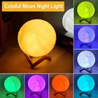 Романтический светодиодный светильник в виде Луны, диаметр 12 см, 10 см, 3d-луна, настольная лампа с питанием от батареи для украшения детской прикроватной комнаты