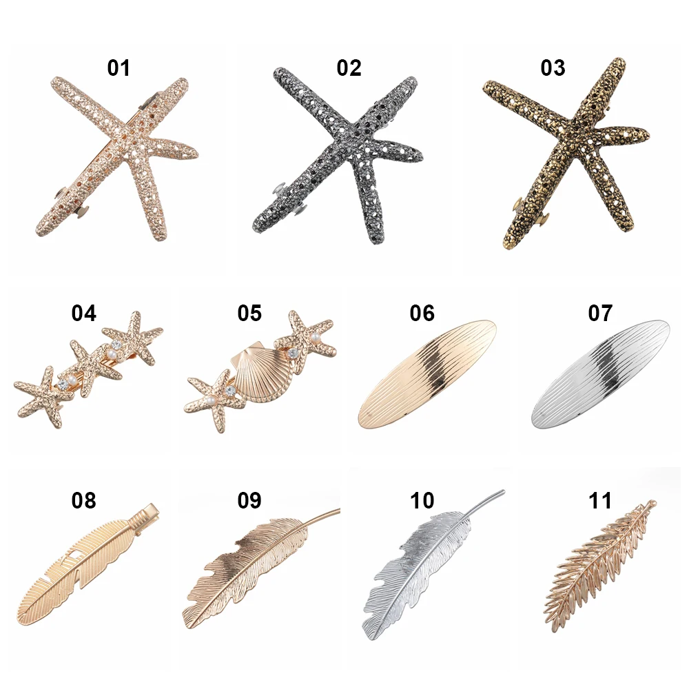 Новинка 2020 1 шт. модная Геометрическая металлическая форма листа заколка для