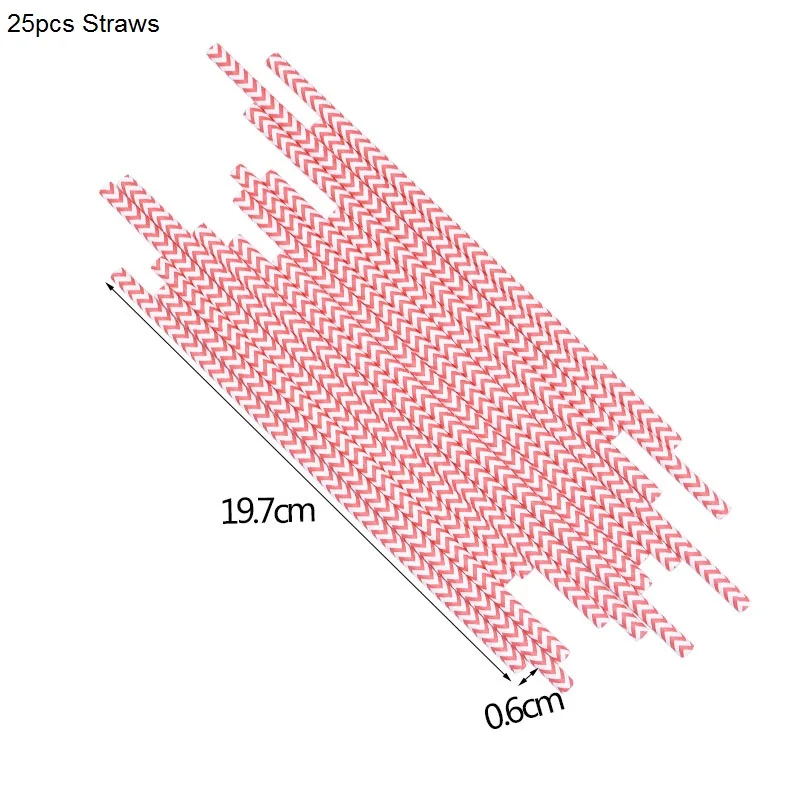 25pcs Ppaer Straws Рождественская вечеринка Декор одноразовые столовые приборы бумажные тарелки и стаканы соломинки Баннер Дети День рождения Рождество детский душ Декор - Цвет: 25pcs Ppaer Straws
