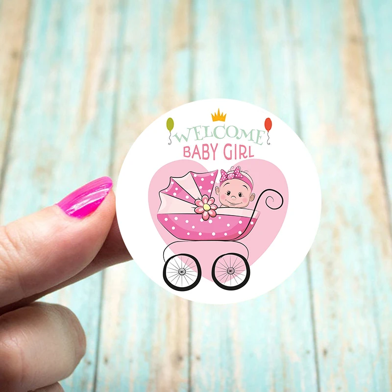 Это мальчик/это девочка круглые этикетки наклейки для крещения Новорожденный