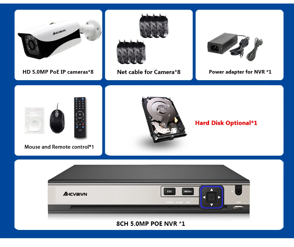 H.265 8CH POE NVR комплект 5 мегапикселей CCTV система безопасности 5.0MP пулевая комната/наружная POE ip-камера P2P ONVIF комплект видеонаблюдения