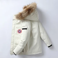 2021 winter mens thick warm down parka coat fashion hooded fur collar waterproof windbreaker mens white duck down jacket