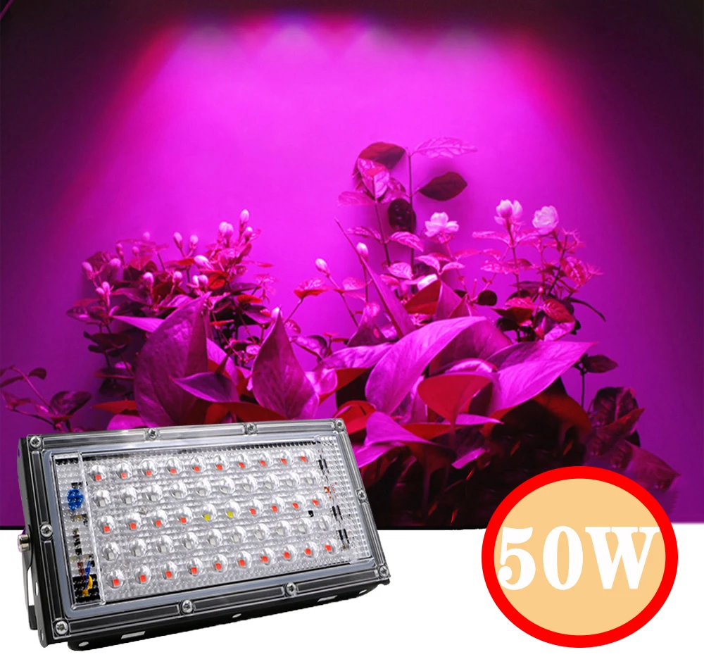 50 Вт Светодиодный светильник для роста растений УФ лампа 220 В прожектор теплица