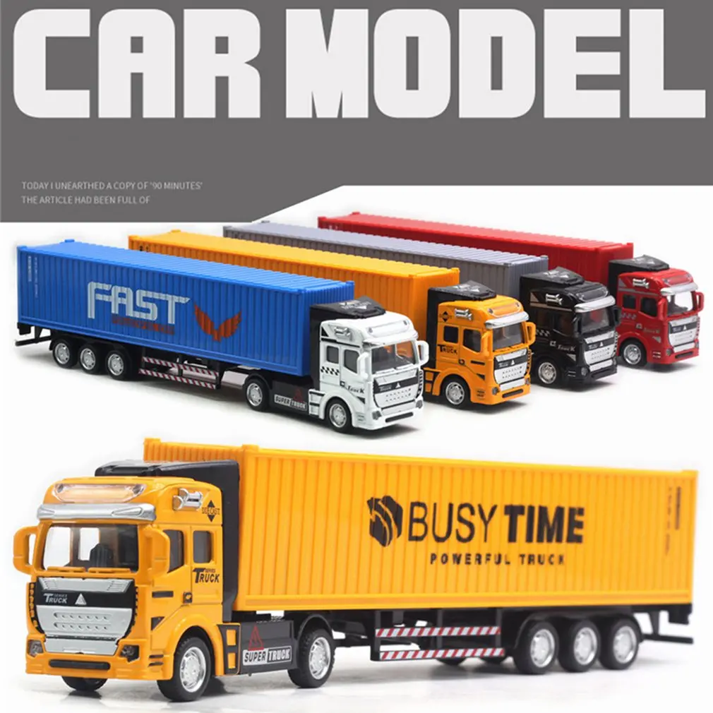 

Children Car Toy 1: 48 Alloy Container Truck Toy Model Highly Simulation Children Kid Pull-Back Delivery Truck Toy