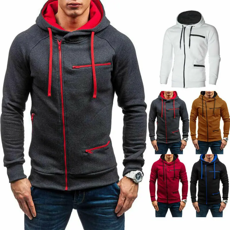 

Men's Hoodie Warm Hooded Sweatshirt Coat Tops Jacket Outwear Zip Up Jumper Sweater