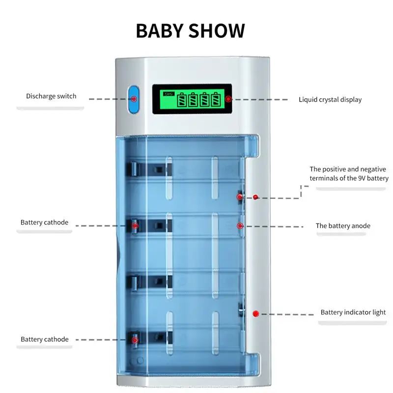 

Intelligent Charger With Digital Screen For Home Vehicle EU/UK ABS Battery Charger Multi-Function Lithium Battery Charger