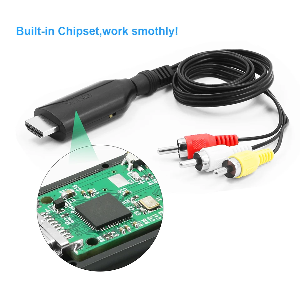 Адаптер-преобразователь HDMI-AV, композитный преобразователь HD-видео в RCA AV/CVSB L/R, поддержка NTSC PAL 4K3 0 Гц