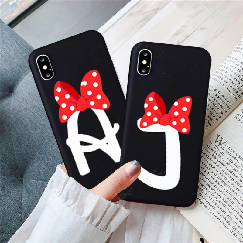 Чехол JAMULAR с милым бантом и надписью A B для iPhone X 11 Pro XS MAX XR 7 6 6s 8 Plus забавный мягкий