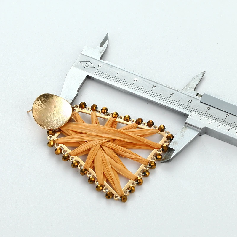 

Bohemian earrings drop for women big drop earrings Cloth weaving Trapezoid beach holiday earrings jewelry summer fashion