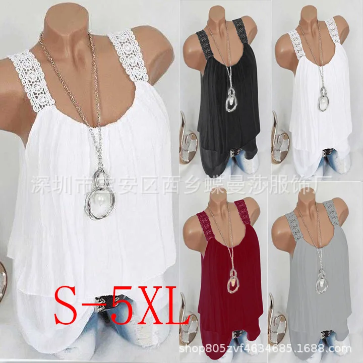 Летние популярные модели Кружевной топ на подтяжках Повседневная женская одежда