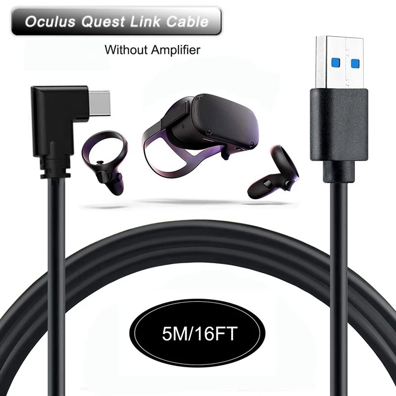 

for Oculus Quest 2 Link Cable 16Ft Virtual Reality Headset Cable USB 3.2 Gen 1 5Gbps to Gaming PC VR Accessories