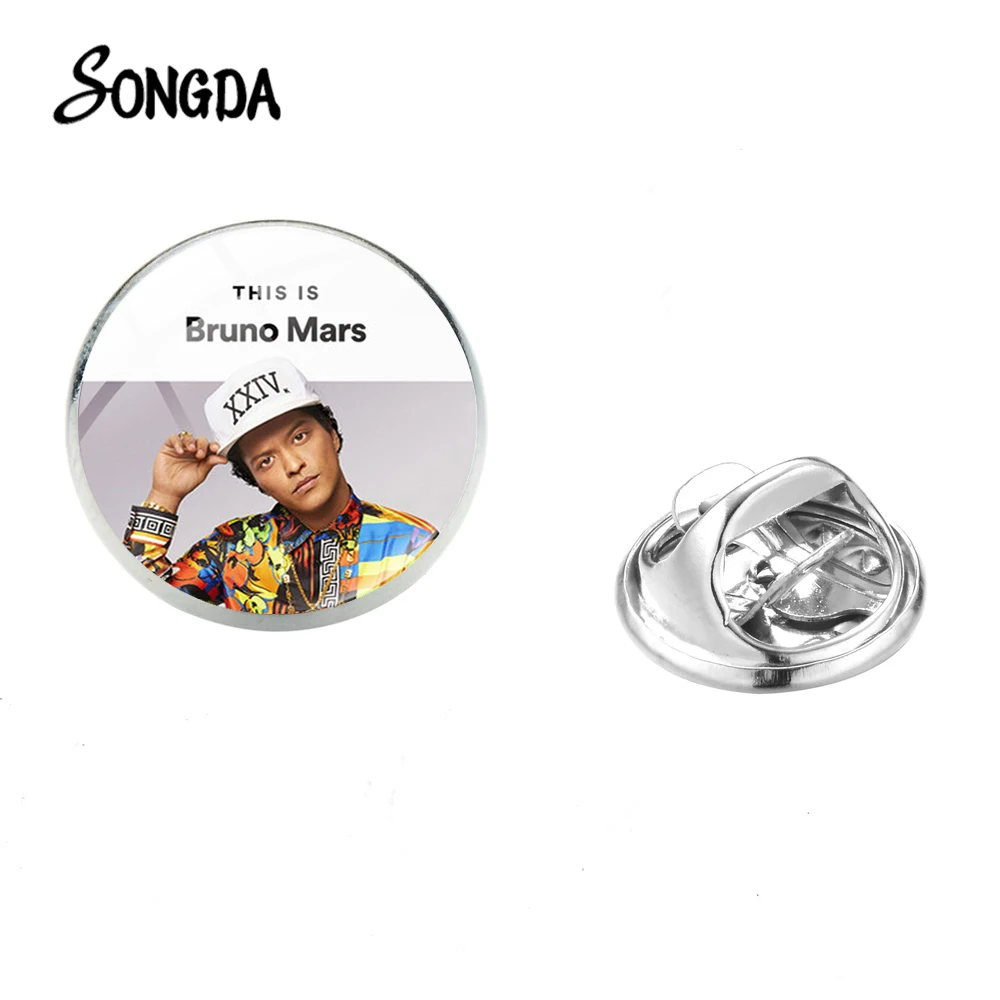 Брошь из нержавеющей стали с изображением Бруно Марса для фотосъемки со