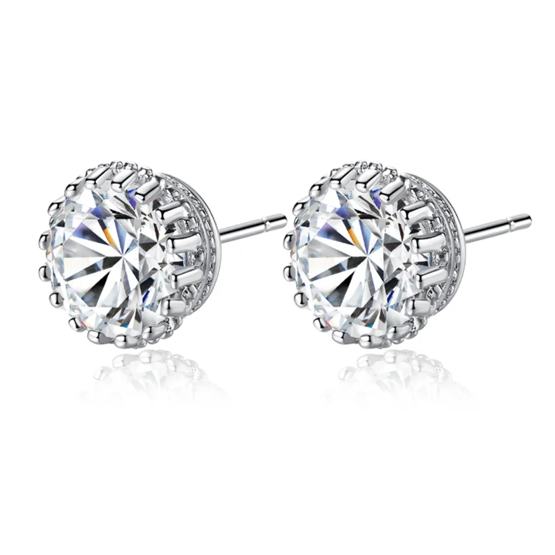 

Sliver Color Round Oval Cubic Zircon Stud Earrings Geometric Earrings For Women Jewelry Brincos