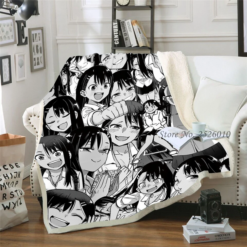 

Бархатное плюшевое одеяло для девочек, покрывало с 3D рисунком аниме Nagatoro, покрывало для путешествий