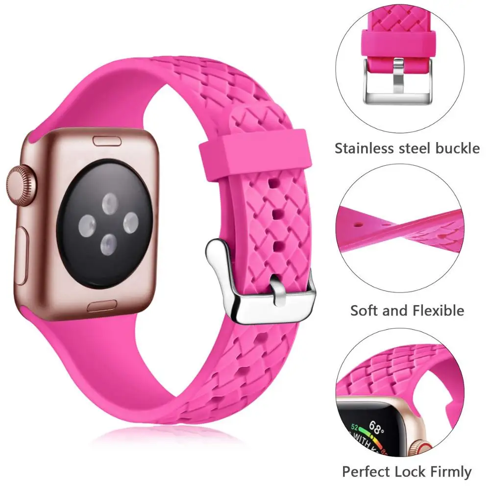 Ремешок с тканым узором для apple watch 44 мм 40 мм iwatch 38 мм 42 мм спортивный силиконовый ремешок для часов Браслет apple watch 5 4 3 2
