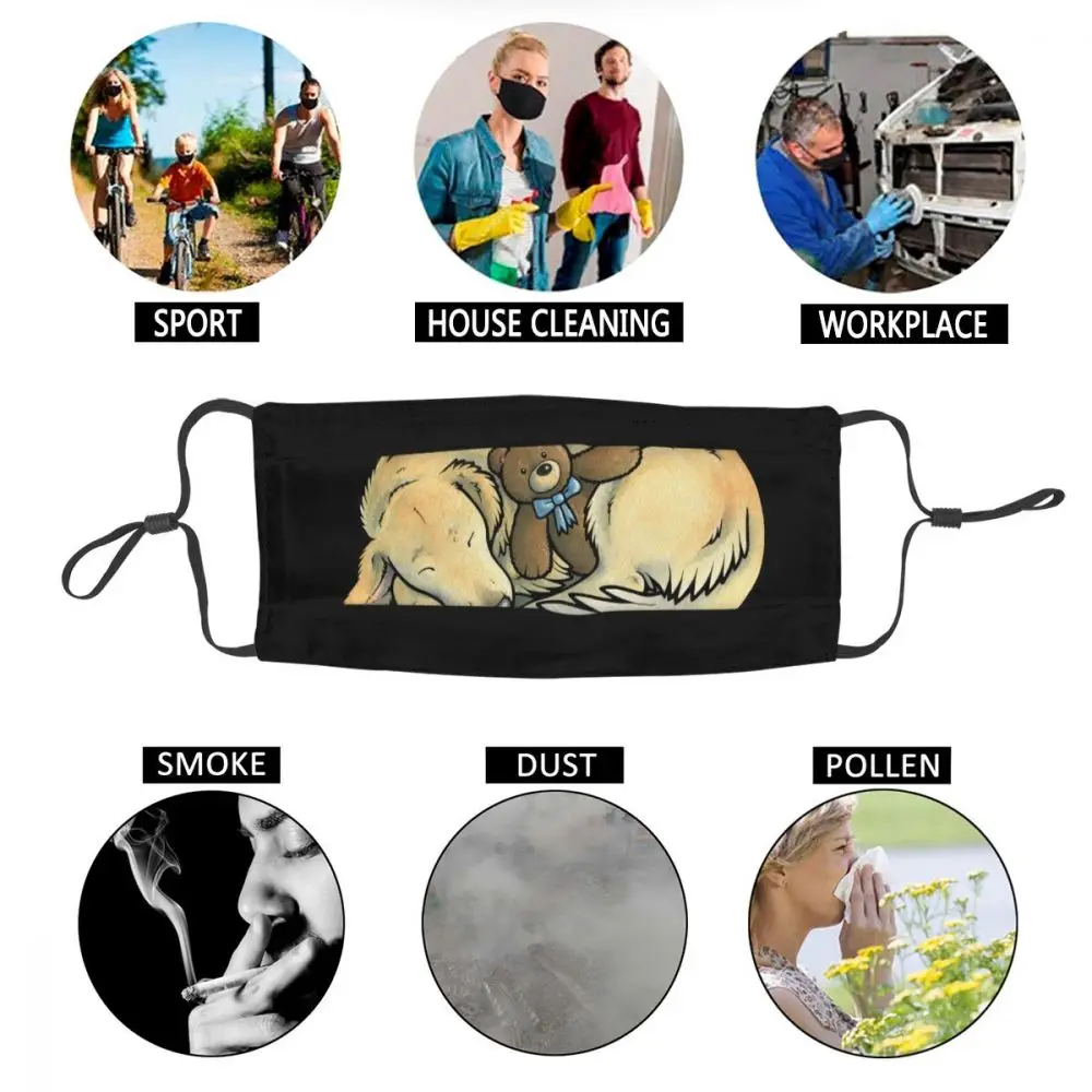 

Sleeping Golden Retriever Non-Disposable Unisex Adult Face Mask Animal Dog Bear Anti Haze Dust Protection Cover Mouth-Muffle