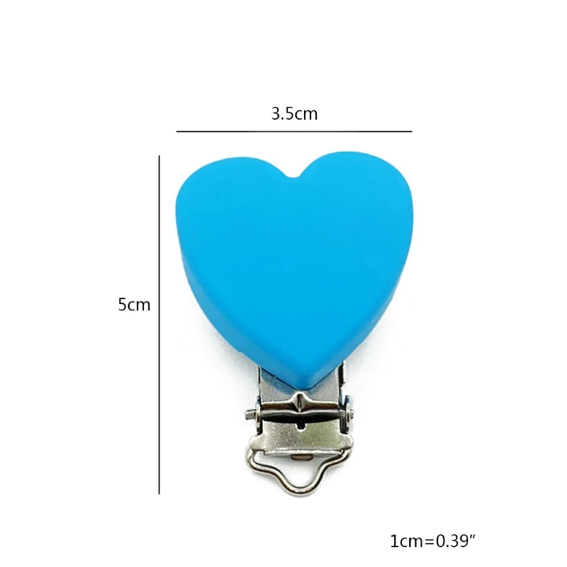 

Silicone Heart Pacifier Chain Holder Soother Nursing Clips BPA Free Teether Clip