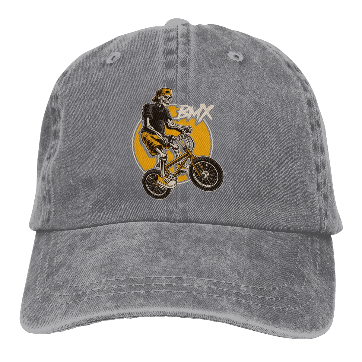 

Skeleton BMX Bike Jump Hats for Men Women Adjustable Sun Hats Vintage Trucker Hat