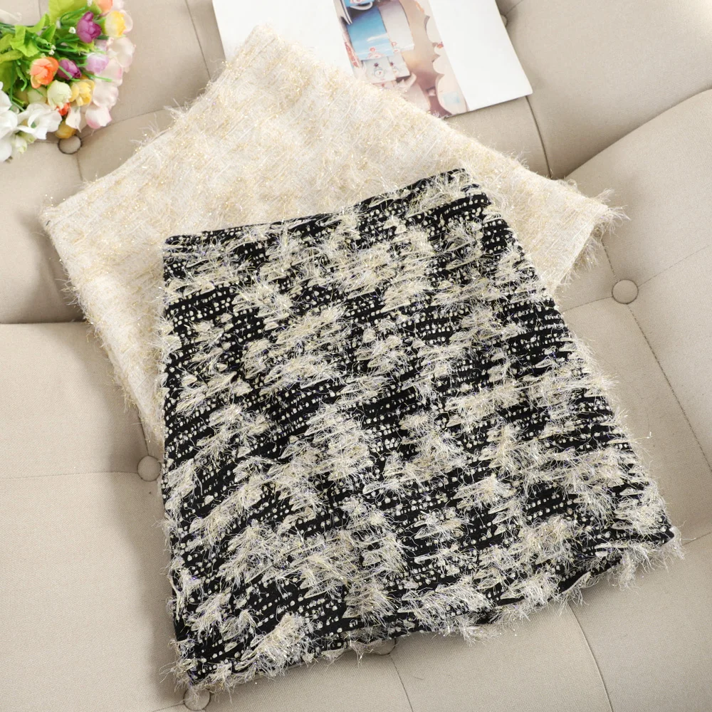 Маленькая ароматная Джокер тонкая бахрома твидовая юбка|Женские юбки| |