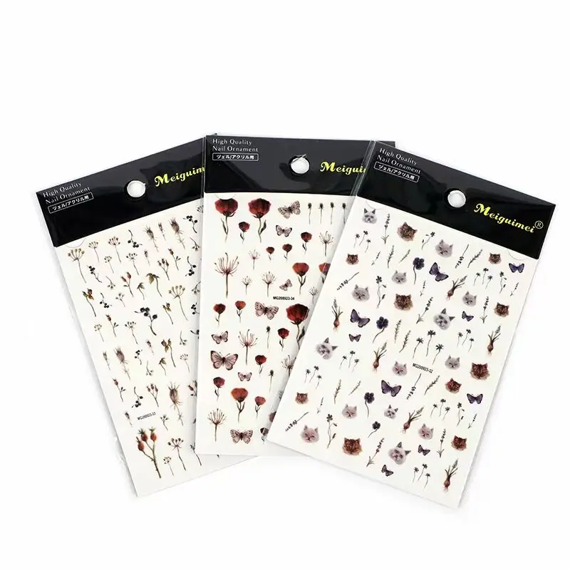 

3D Nail Sticker Flower Design DIY Tips Nail Art Decoration Packaging Self Adhesive Transfer Decal Slider