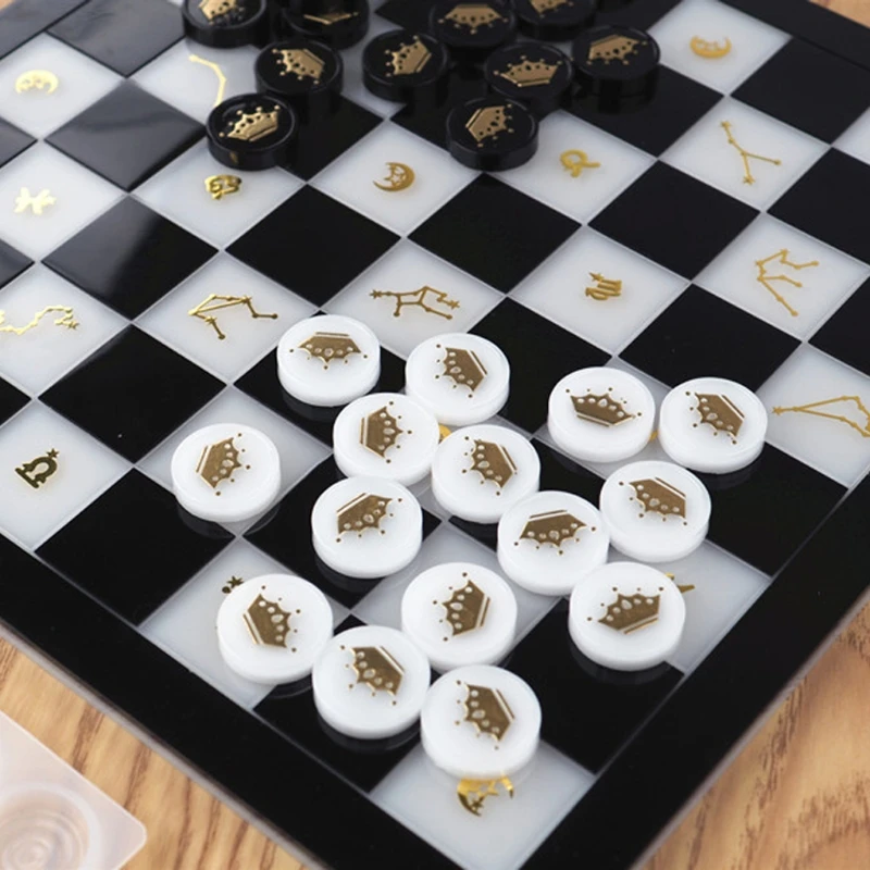 Шахматный набор ручной работы настольная игра в шашки из смолы литье форма