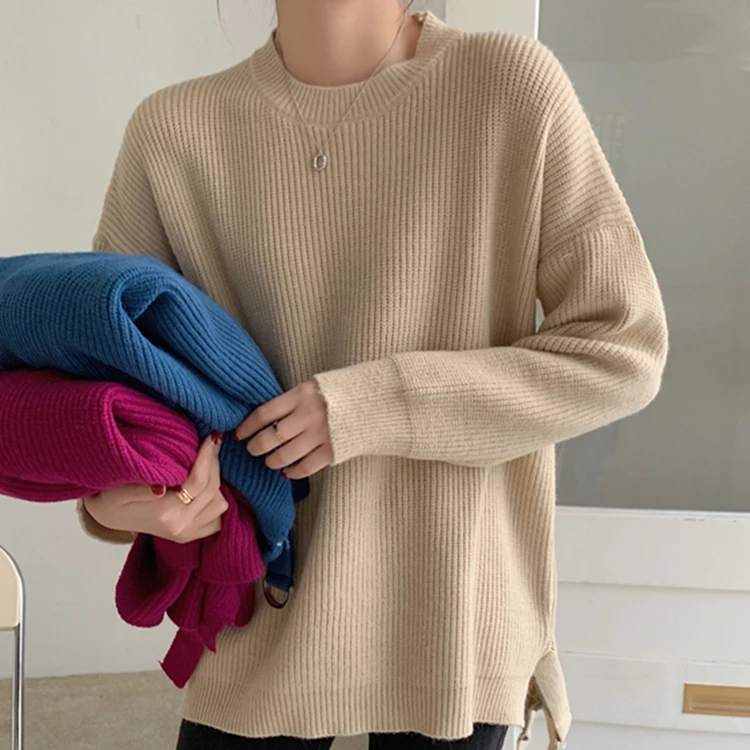 

Aibeauty New 2021 Winter Oversize Harajuku Minimalist Knitted Vintage Lady Tops Spring Women's Sweaters Warm Pullovers