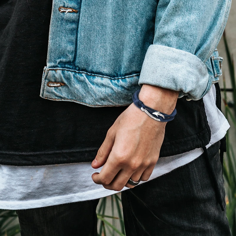 HOMOD браслет на запястье с крючком серебряного цвета фурнитурой в виде якоря для