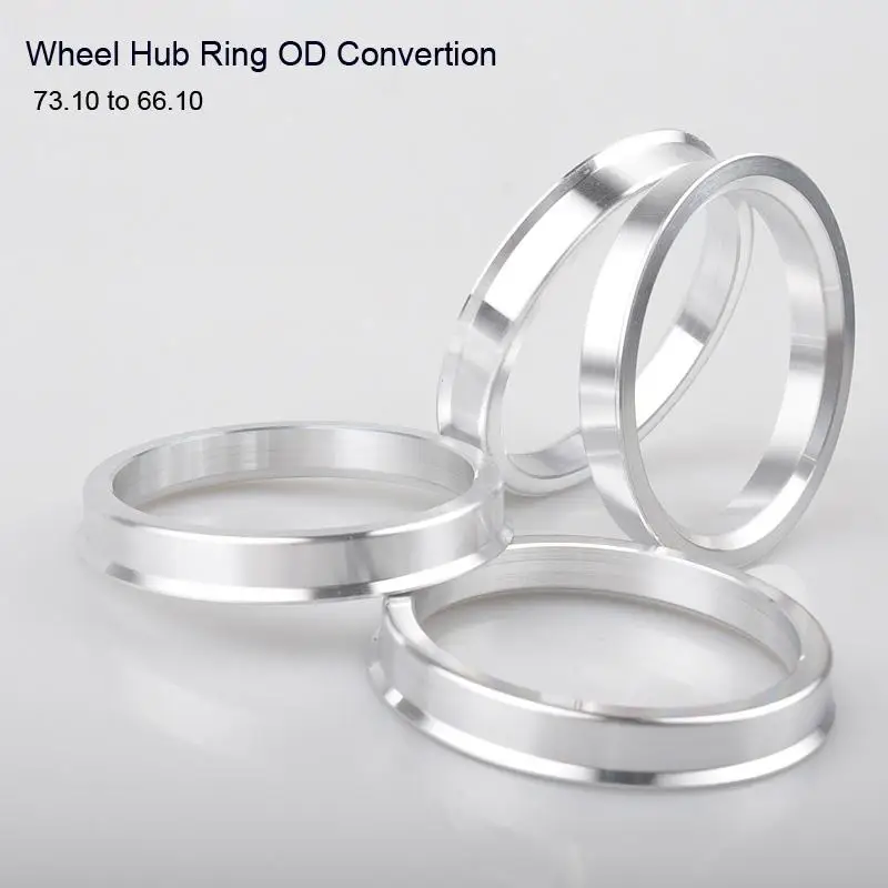 

OD 73.1MM to ID 66.1MM Aluminum Hub Ring 4 Pcs Center Rings Aluminum Alloy Centric Hub Ring