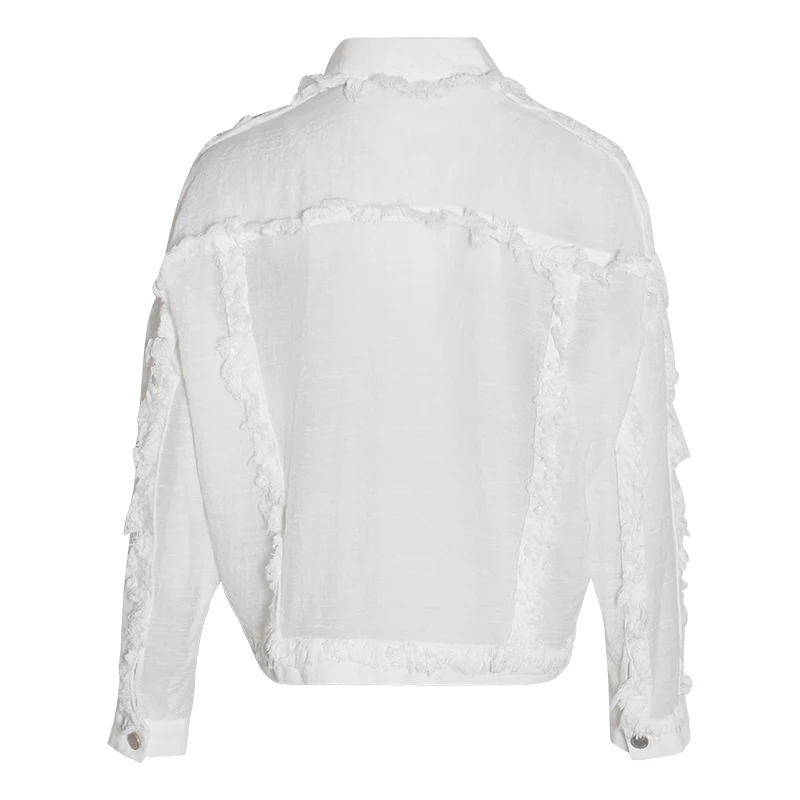 TWOTWINSTYLE Patchwork Denim Women's Shirt Lapel Collar Long Sleeve Perspective Summer Casual Blouse Female 2019 Fashion New |