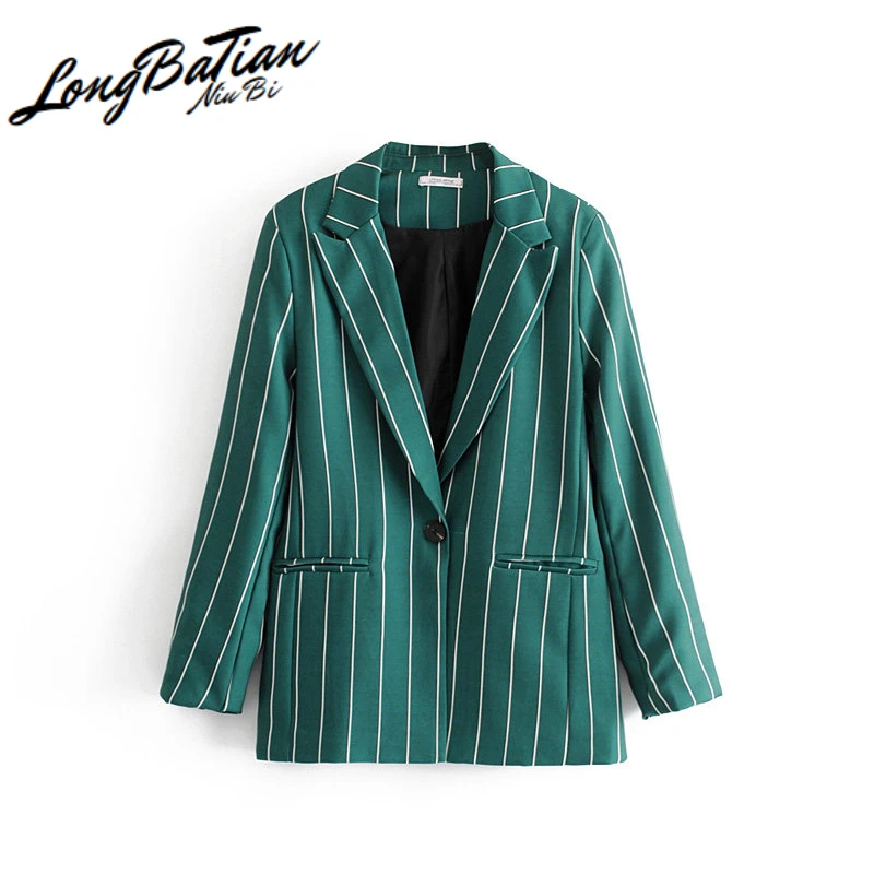 Костюм брючный винтажный в полоску модный шикарный пиджак на одной пуговице с