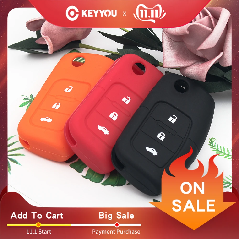KEYYOU силиконовый Автомобильный откидной чехол для ключей, чехол для пульта дистанционного управления для Ford Fiesta Focus 2 Ecosport Kuga Escape 3 кнопки
