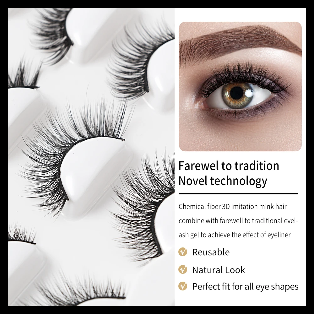 

MAGEFY 5/10 Pairs Multipack False Eyelashes 3D Mink Lashes Thick Fake Lashes Faux Cils Nature Long Eyelashes Makeup Tools