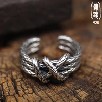 new 2021 korean fashion trendy design personality rope weaving resizable rings for women men vintage luxury jewelry accessories