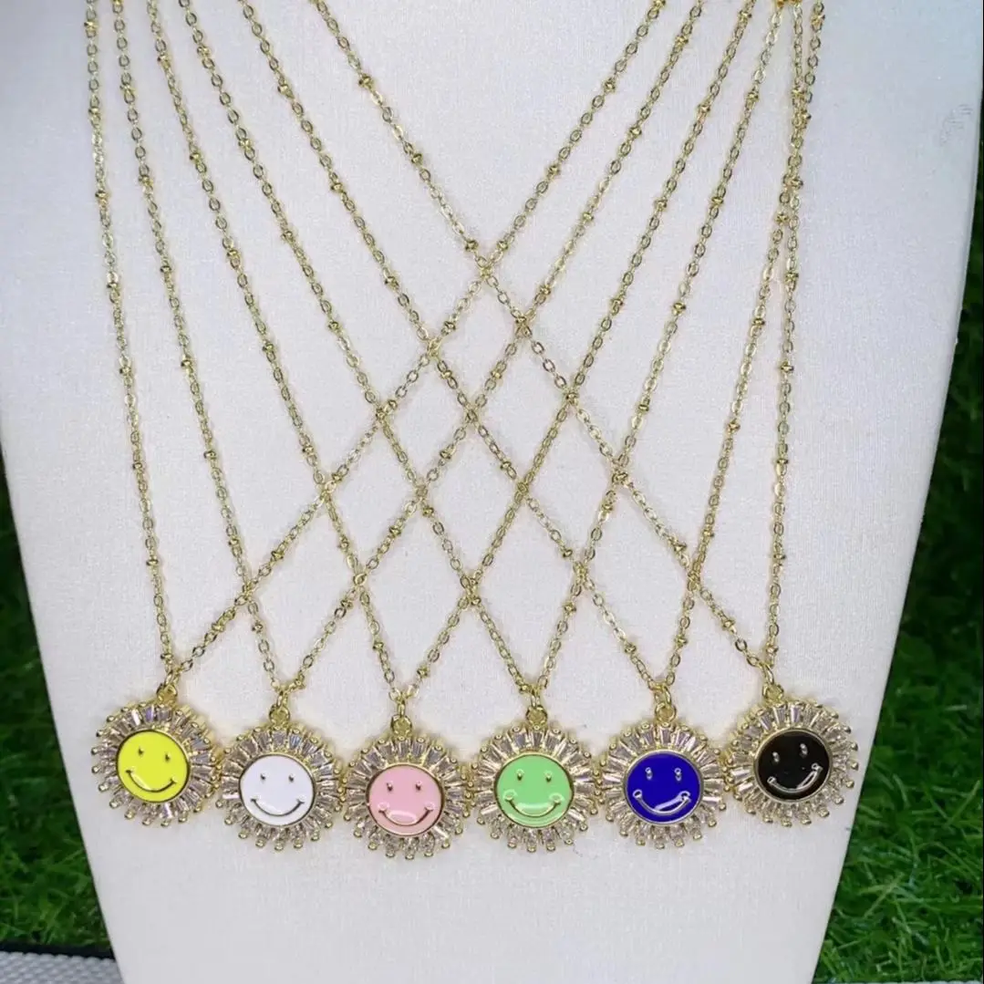 

10 шт., милое винтажное ожерелье-чокер золотого цвета на цепочке для женщин, изящное ожерелье с кулоном в форме сердца и смайлика, 2021 сексуаль...