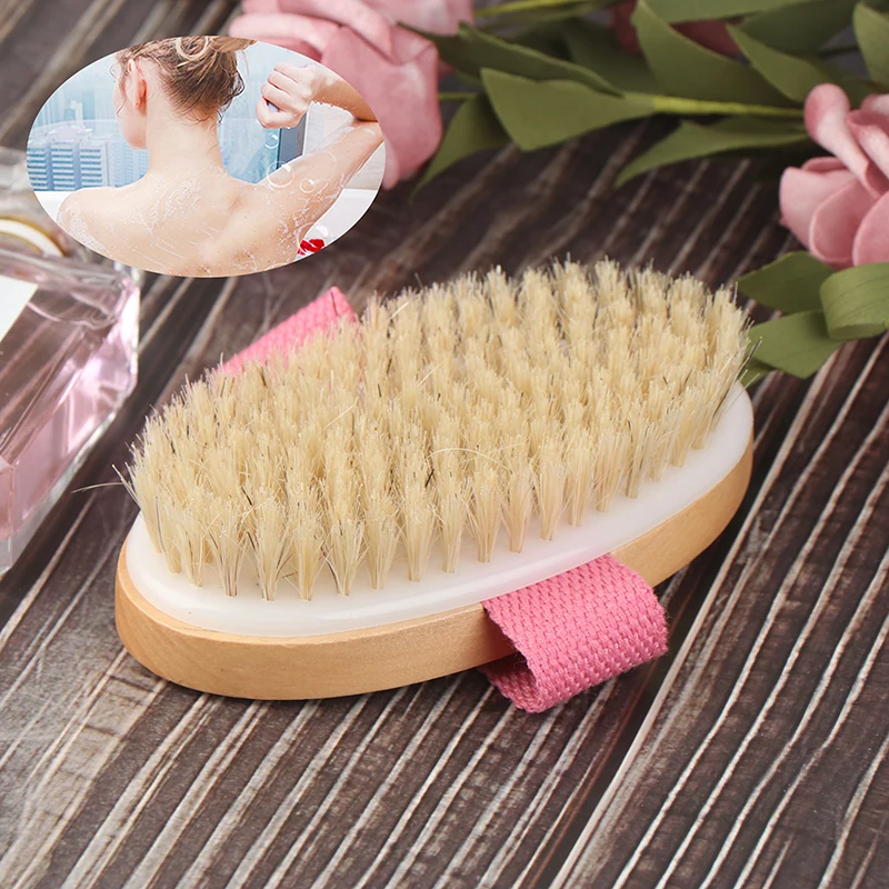 

Body Dry Brush Natural Boar Bristle Organic Dry Skin Body Brush Bamboo Wet Back Shower Brushes Exfoliating Bathing Brushes